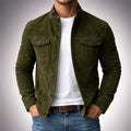 Herren Lederjacke mit Knöpfen