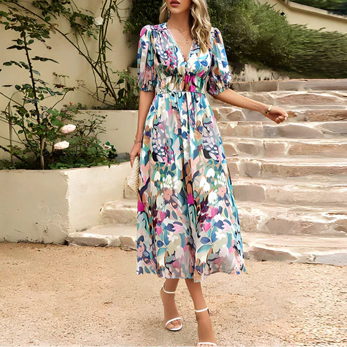 Everley | Retro Lantern Sleeve Dress