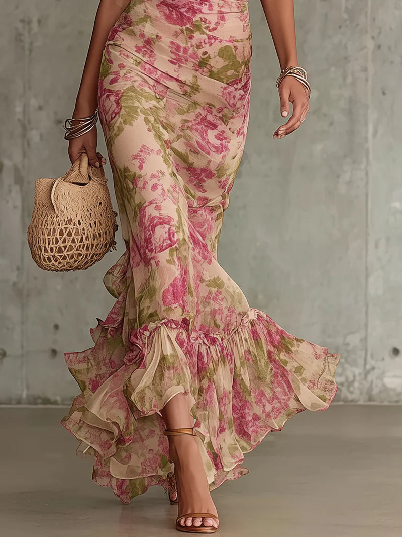 Mae | Vintage Floral Puff Sleeve Maxi Dress