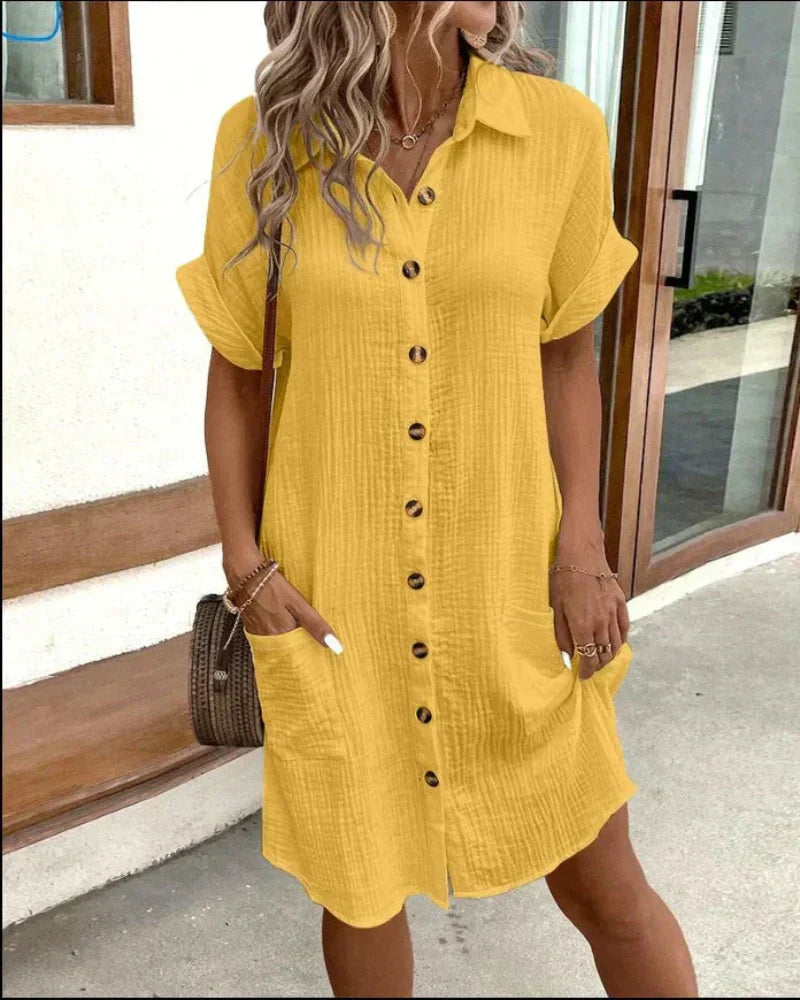 Hailey | Baumwoll-Leinen Kleid mit Hemdkragen