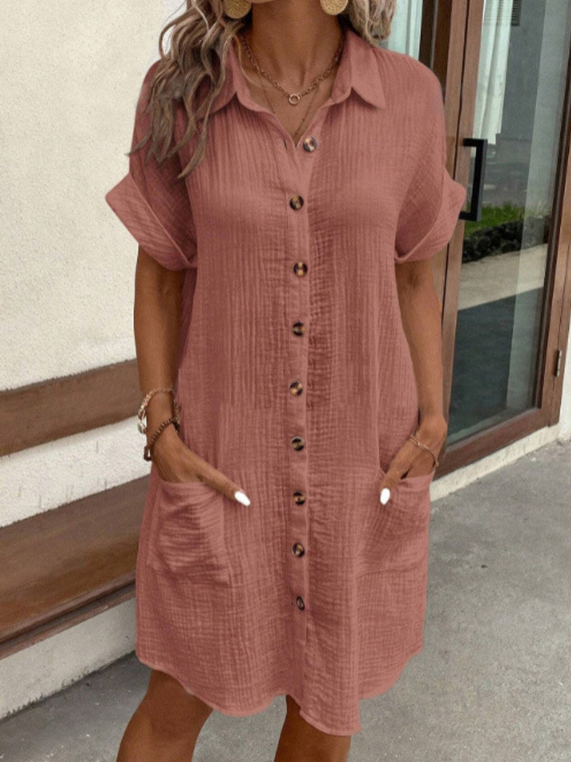 Hailey | Baumwoll-Leinen Kleid mit Hemdkragen