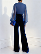 Megan – Stilvoller blauer Mesh-Jumpsuit