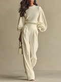 Ivory Ribbed Knit Set by Livia