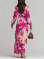 Julia | Floral Rose V-Neck Maxi Dress with Belt