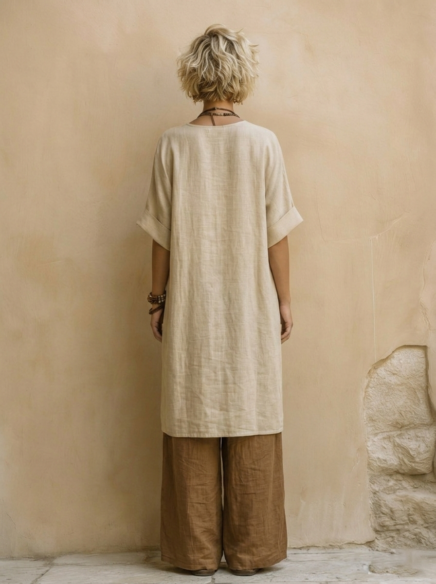Sophie | Dunkelgraues und Braunes Tribal-Print Drei-Teile-Set