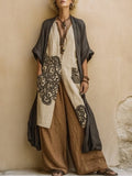 Sophie | Dunkelgraues und Braunes Tribal-Print Drei-Teile-Set