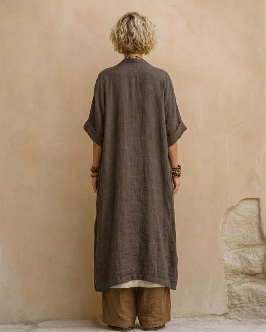 Sophie | Dunkelgraues und Braunes Tribal-Print Drei-Teile-Set