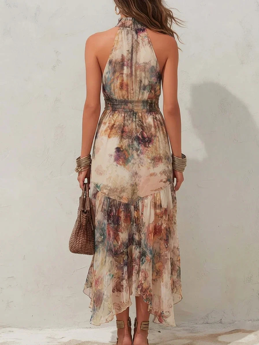 Chloe | Retro Floral Soft Midi Dress