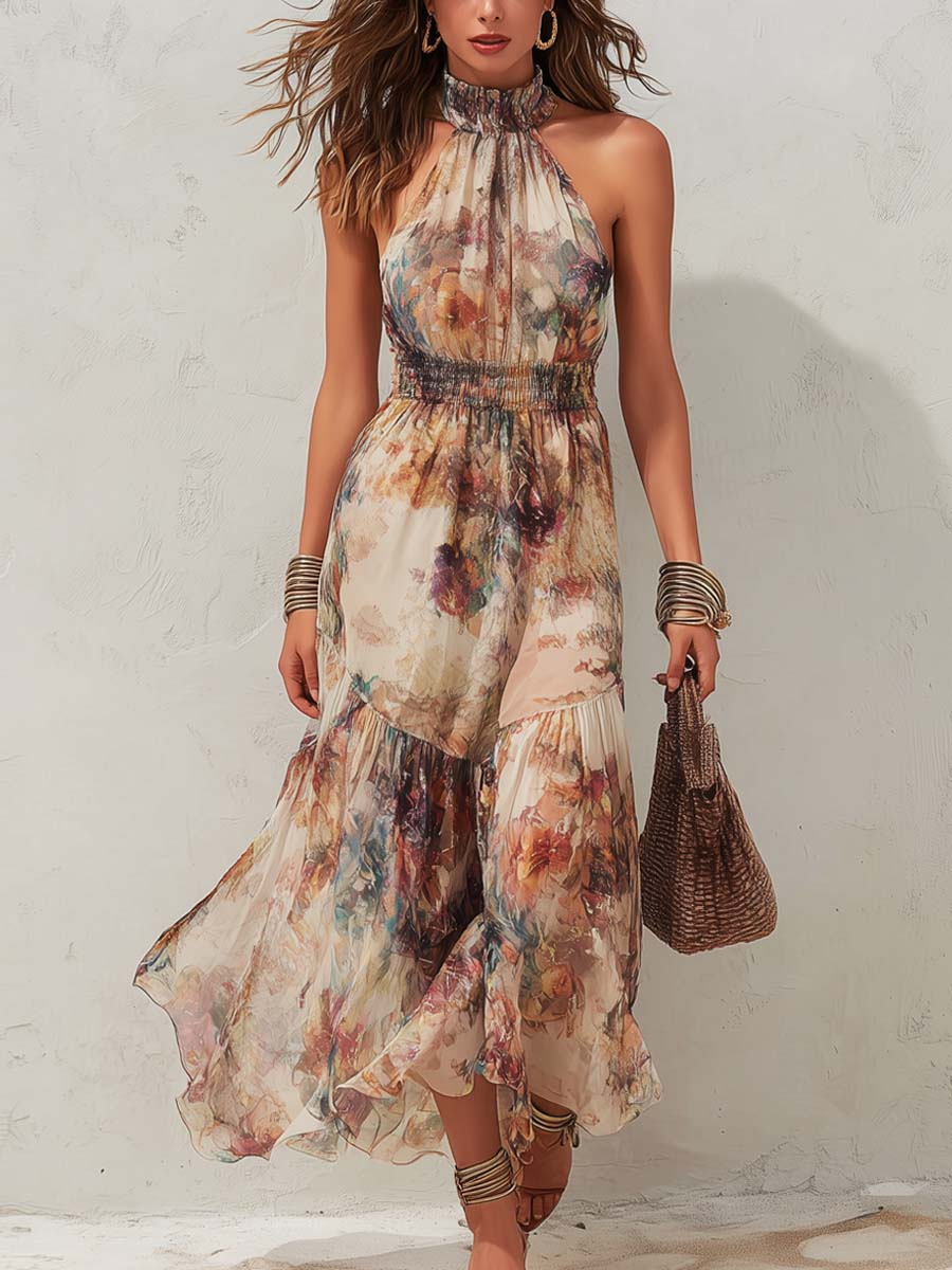 Chloe | Retro Floral Soft Midi Dress