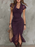 Kira | Elegantes Midi Kleid mit Abstraktem Falten-Design