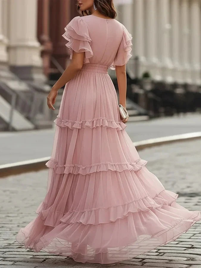 Zoe | Elegantes hellrosa Maxikleid für Hochzeiten