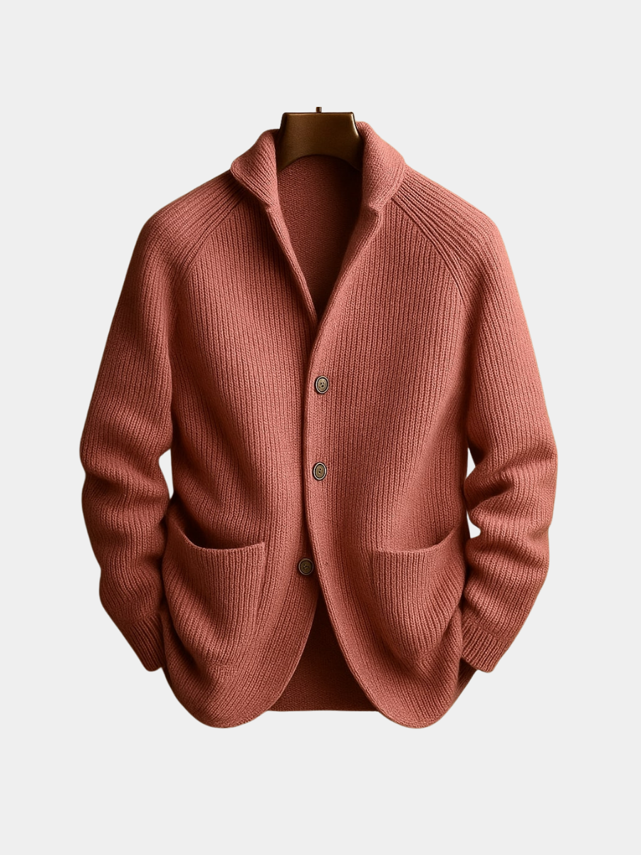 SILVORO | Herren Strickjacke aus Rippwolle