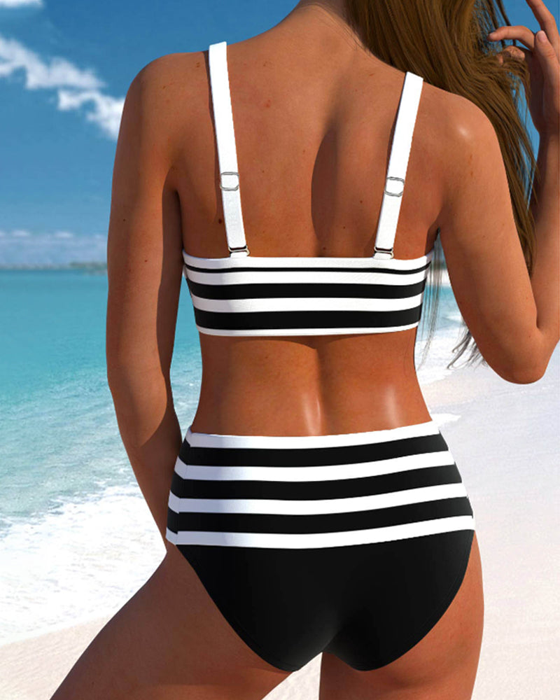 Laluna® | Hochtaillierter Gestreifter Bikini