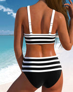 Laluna® | Hochtaillierter Gestreifter Bikini