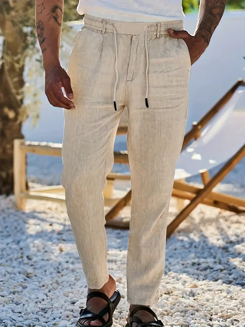 NICHOLS | Weite Leinenhose mit Kordelzug