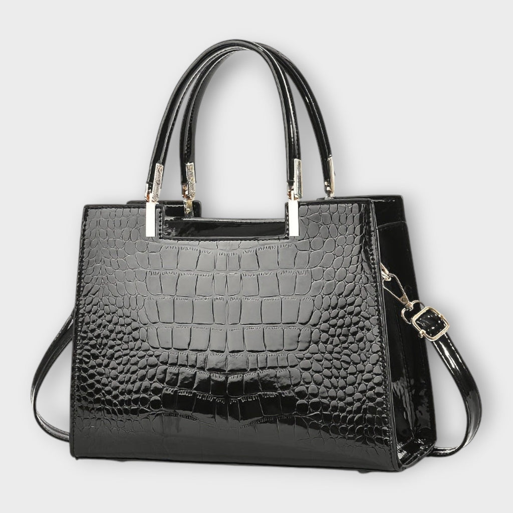 Olivia - Handtasche mit glänzender Krokodilprägung