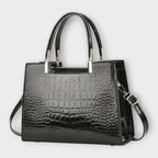 Olivia - Handtasche mit glänzender Krokodilprägung