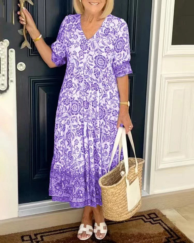 Keisha | Eleganter V-Ausschnitt mit Blumenmuster