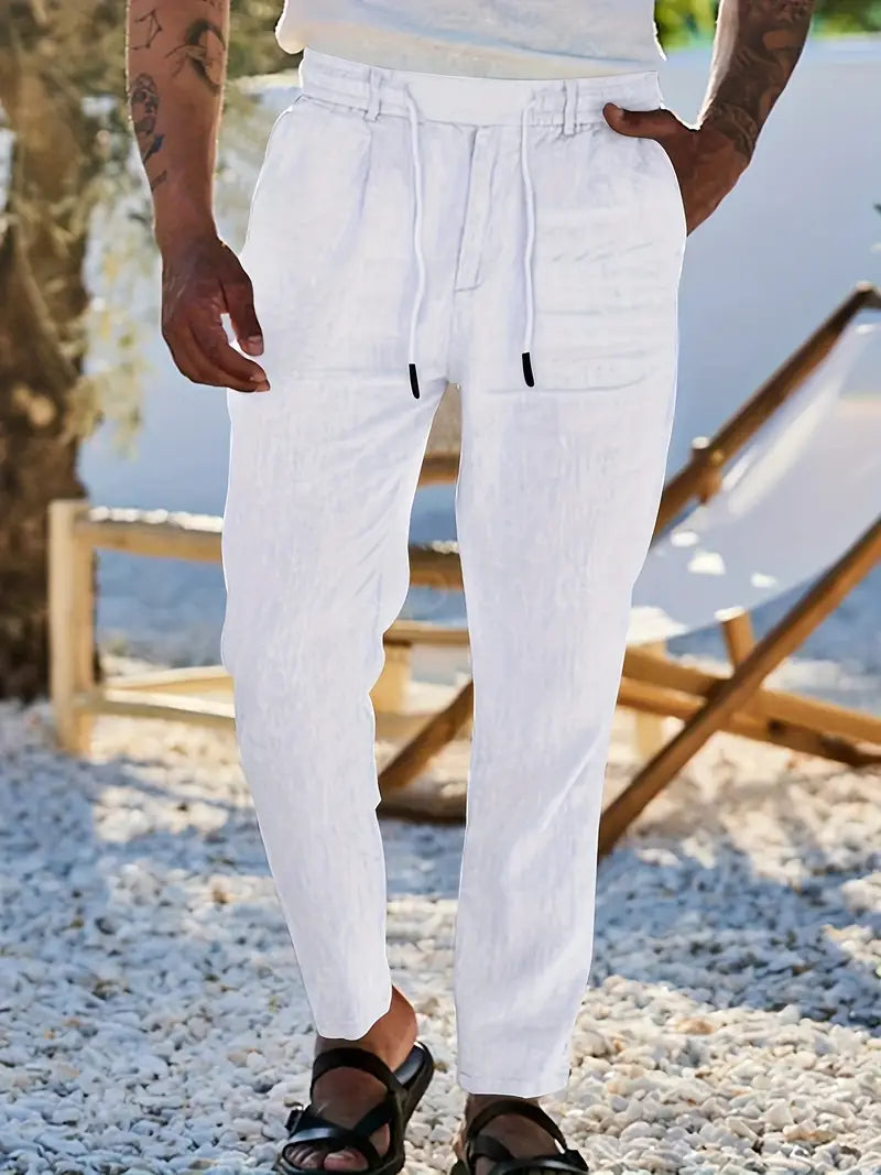 NICHOLS | Weite Leinenhose mit Kordelzug