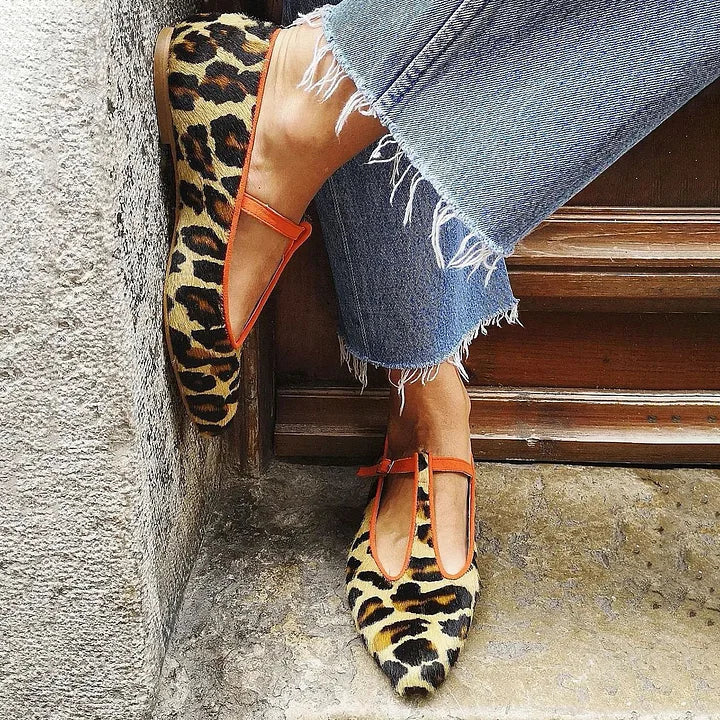 Leopard Print Ballerina with Strap