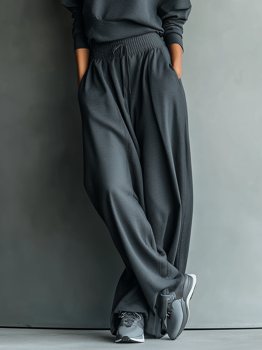 Emma | Knit Set with High Collar and Wide Leg Pants