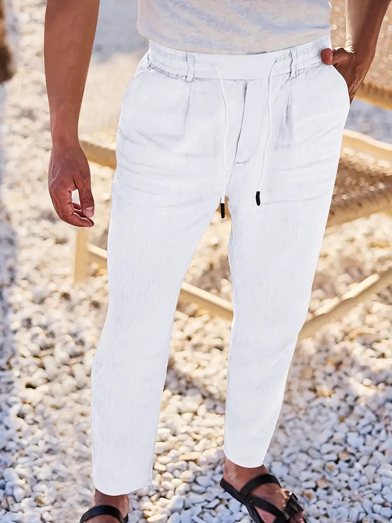 NICHOLS | Weite Leinenhose mit Kordelzug