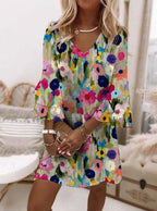 Tabithea | Floral V-Neck Dress