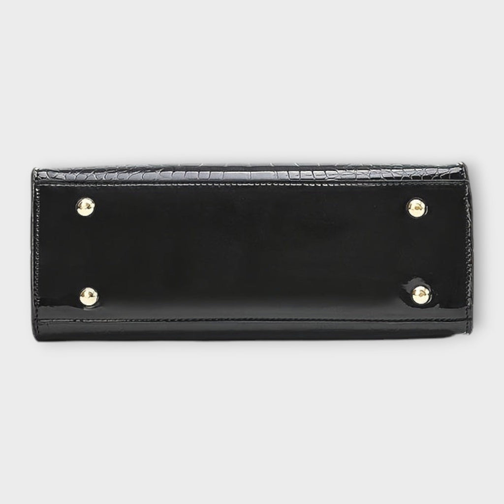 Olivia - Handtasche mit glänzender Krokodilprägung