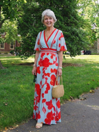 Corinne | Kurzarm Maxikleid mit V-Ausschnitt und Blumenmuster