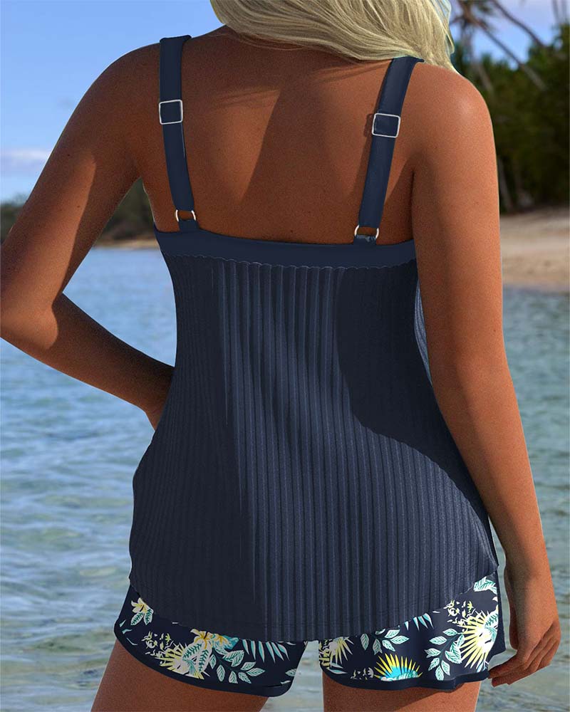 Laluna® | Gestreifter Zweiteiliger Tankini mit Strandshorts