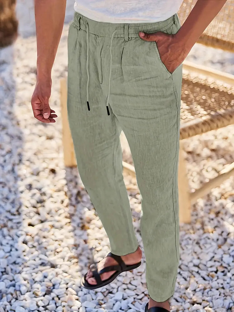 NICHOLS | Weite Leinenhose mit Kordelzug