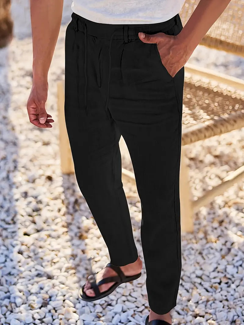 NICHOLS | Weite Leinenhose mit Kordelzug