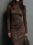 Robine | Langärmliges Midi-Kleid aus Wildleder