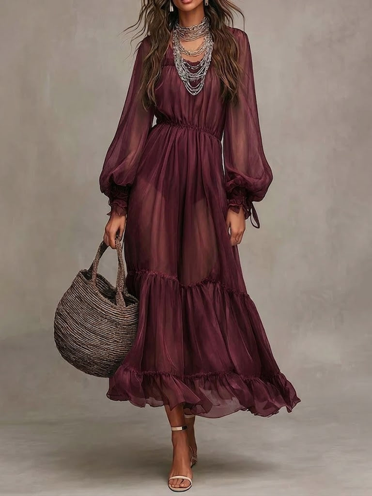Gerda | Elegantes Midi-Kleid mit V-Ausschnitt