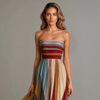 Ärmelloses Langes Buntes Kleid