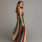 Ärmelloses Langes Buntes Kleid