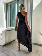 Eya™ | Elegantes Maxi-Kleid mit floralem Muster und einseitigem Träger