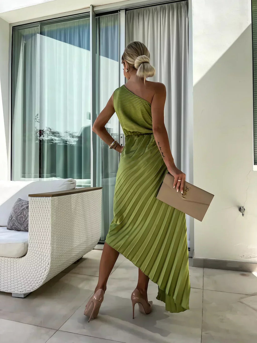Eya™ | Elegantes Maxi-Kleid mit floralem Muster und einseitigem Träger