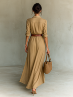 Langarm Maxikleid mit Reverskragen