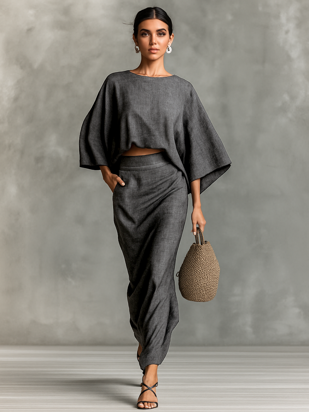 Cotton Linen Skirt Set