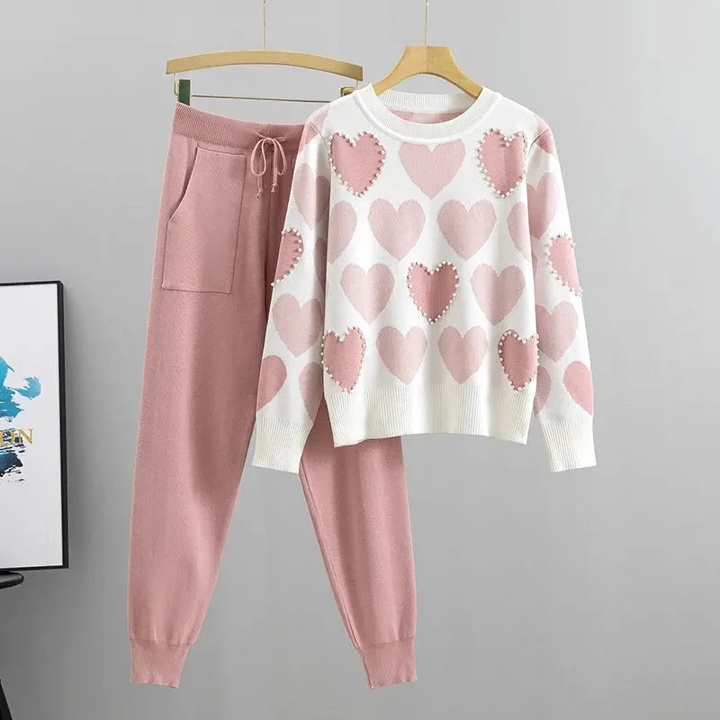 Salome – Elegantes Zweiteiliges Set mit Herzmuster