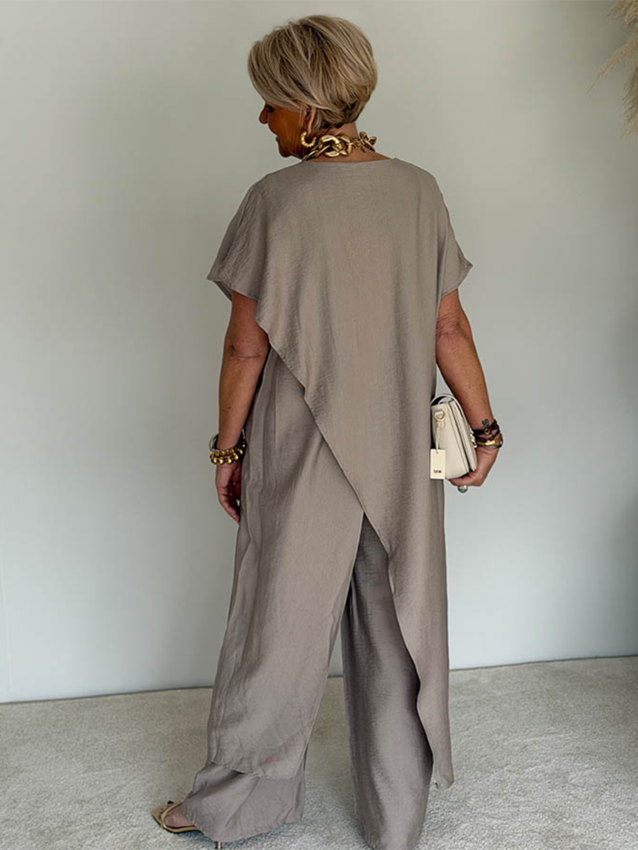 Liora - Bequemes asymmetrisches Zweiteiliges Outfit