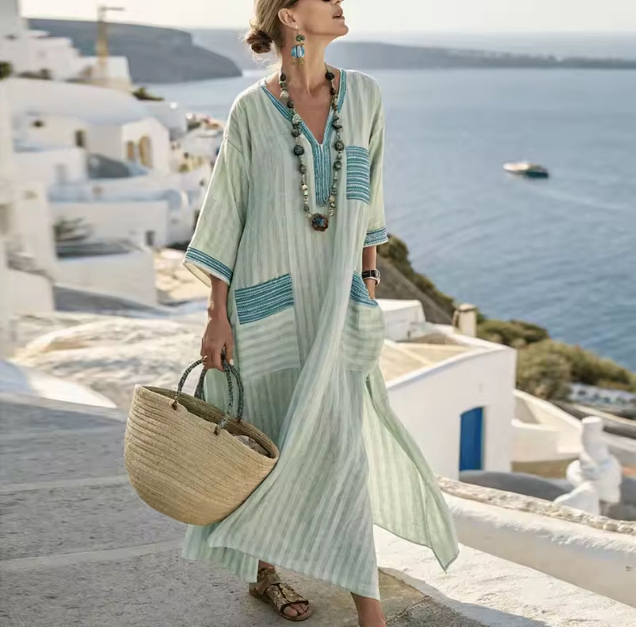 Elegantes Mary - Langes Strandkleid für einen stilvollen Sommerlook