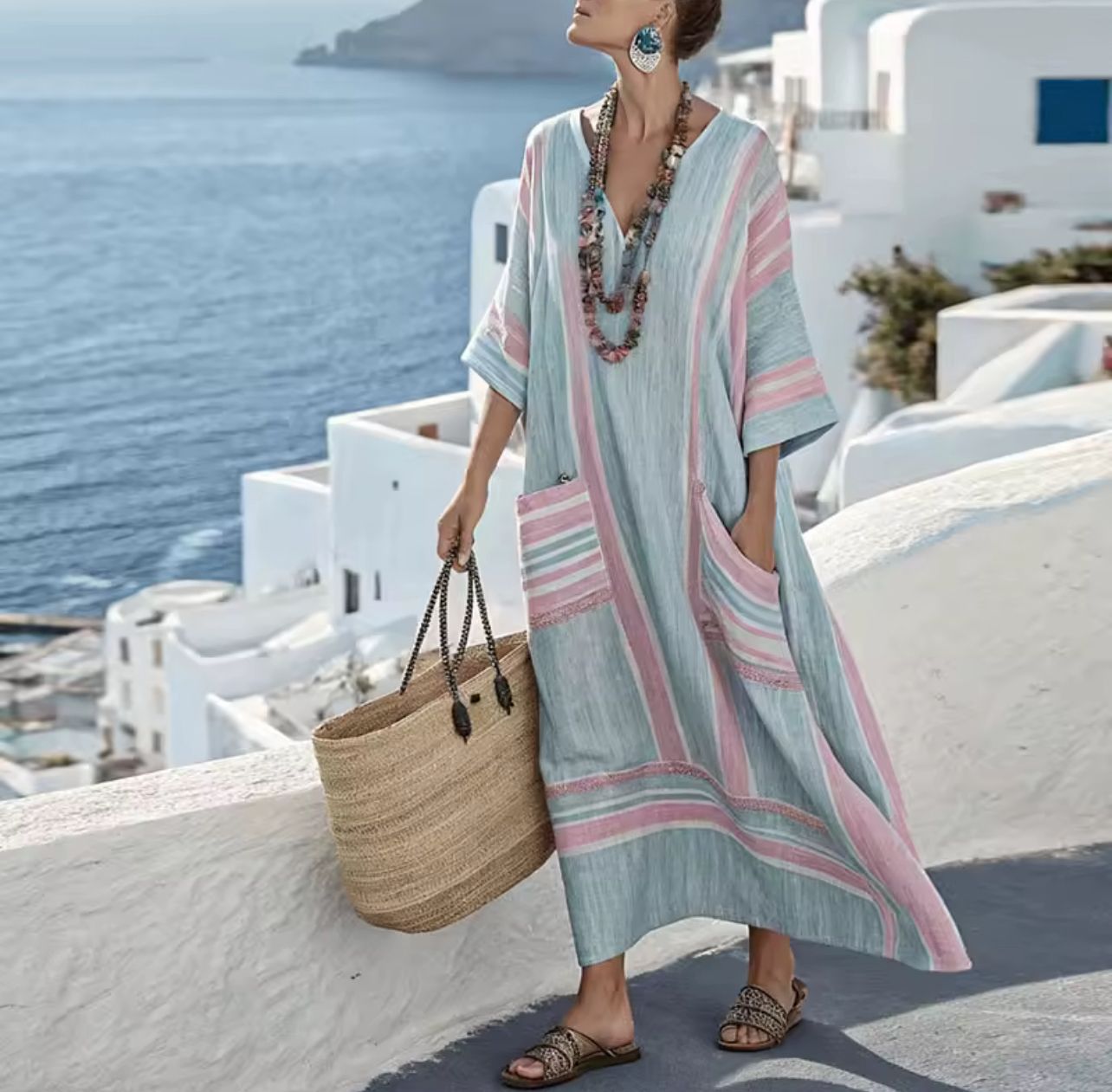 Elegantes Mary - Langes Strandkleid für einen stilvollen Sommerlook