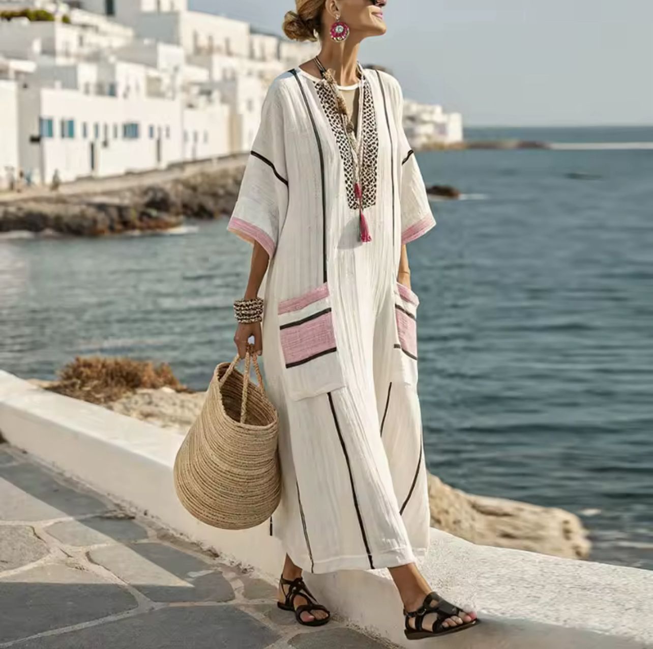 Elegantes Mary - Langes Strandkleid für einen stilvollen Sommerlook