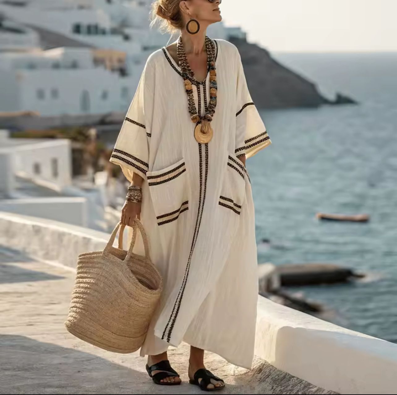 Elegantes Mary - Langes Strandkleid für einen stilvollen Sommerlook