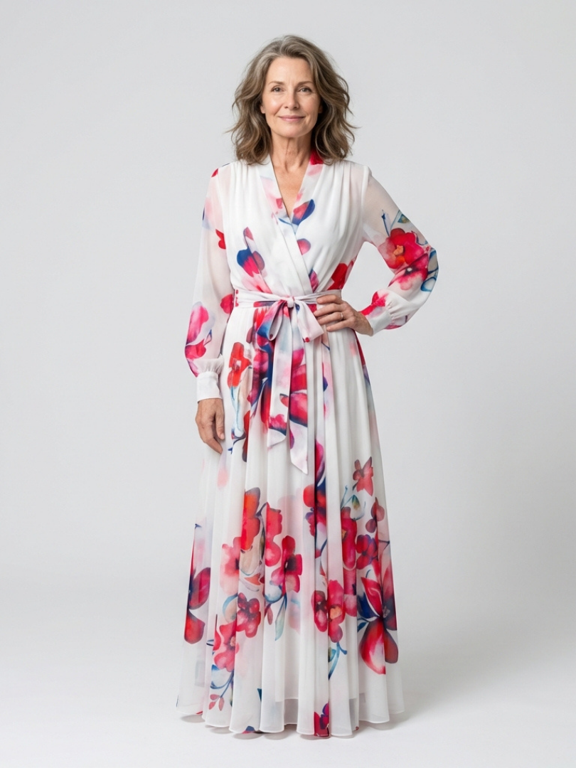 Lillian | Floral Maxikleid mit langen Ärmeln