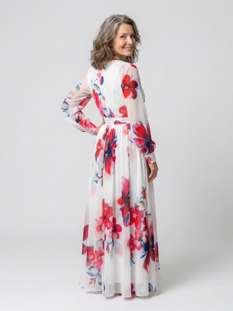Lillian | Floral Maxikleid mit langen Ärmeln