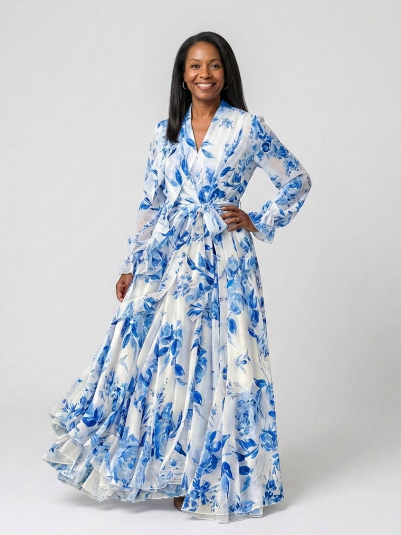 Lillian | Floral Maxikleid mit langen Ärmeln