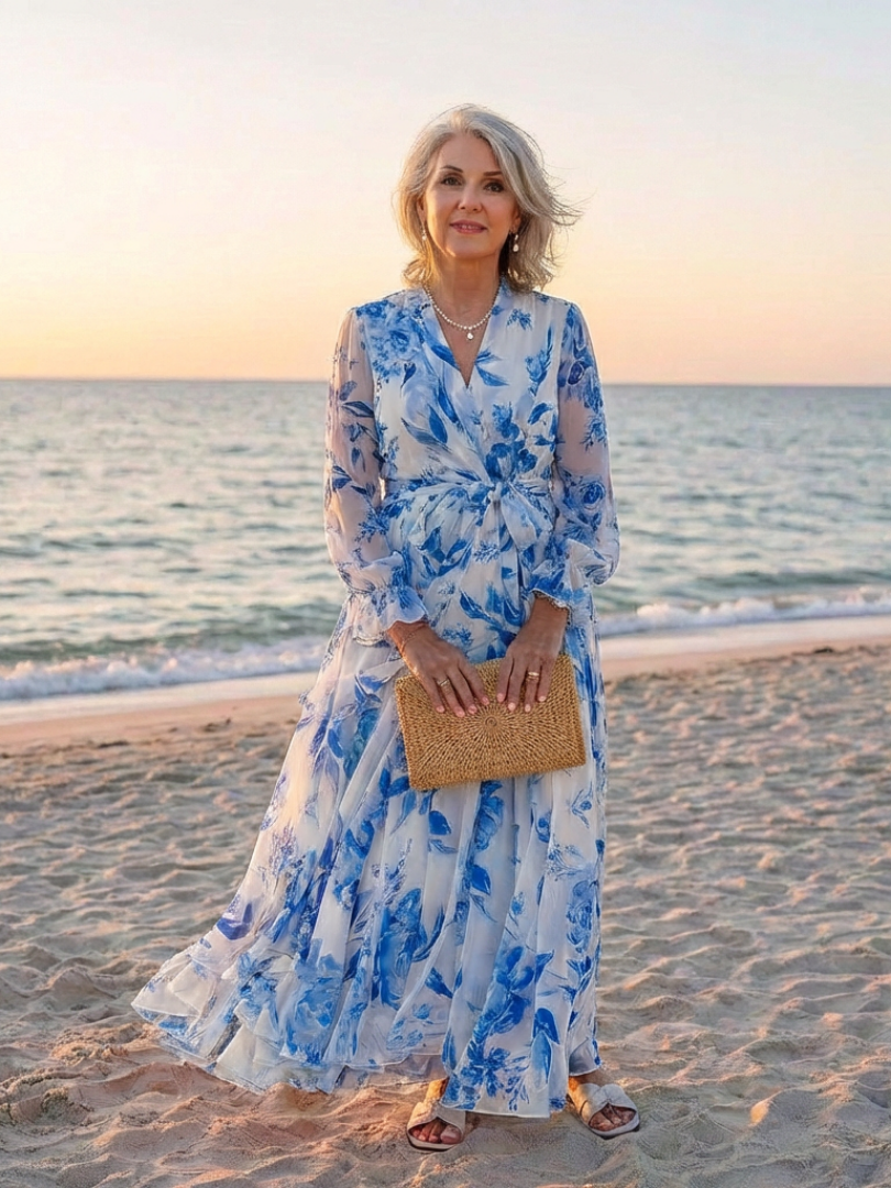 Lillian | Floral Maxikleid mit langen Ärmeln